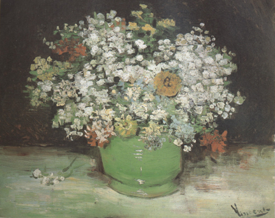 Vase with Zinnias and Other Flowers (nn04)